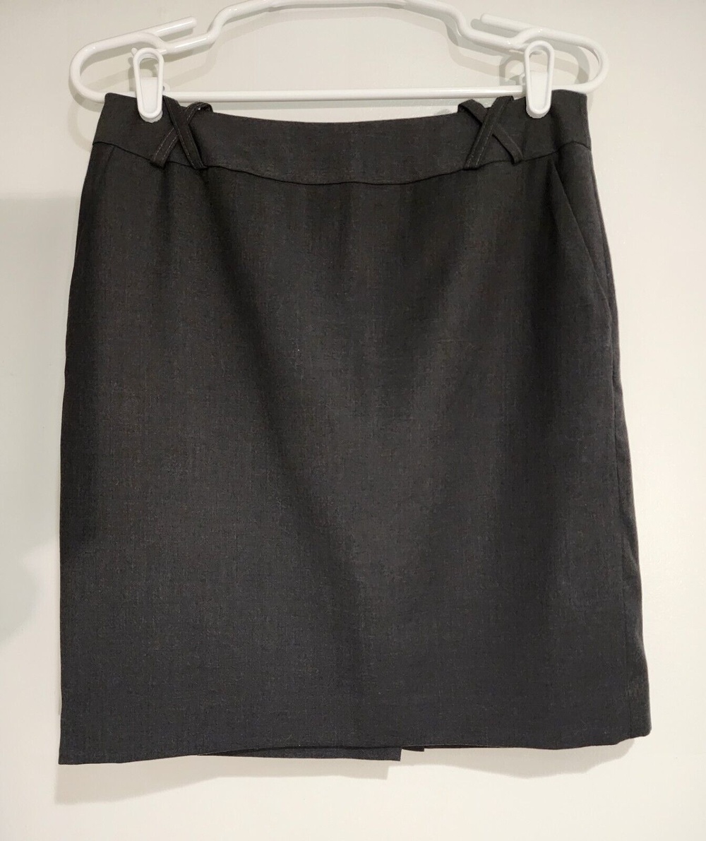 J. McLaughlin Made in USA Straight Mini Skirt Gray Lined Pockets Women's Size 8 - Picture 2 of 6